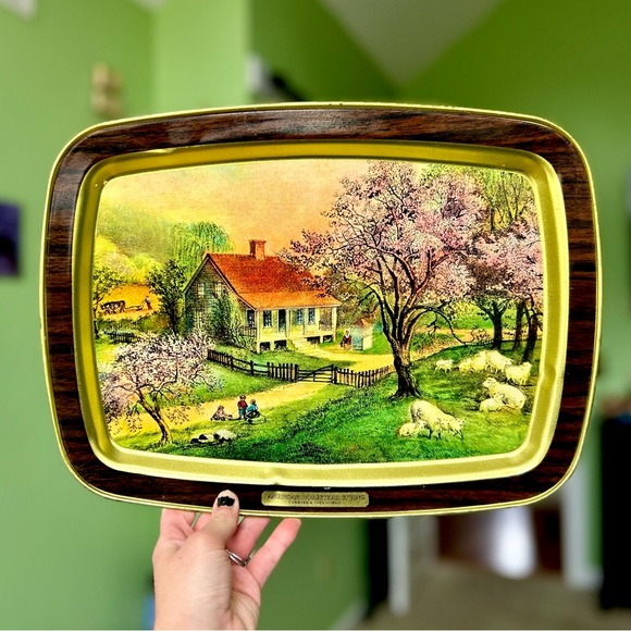 Other - VTG Colonial Farm Cottagecore Farmhouse Metal American Homestead Dream Platter